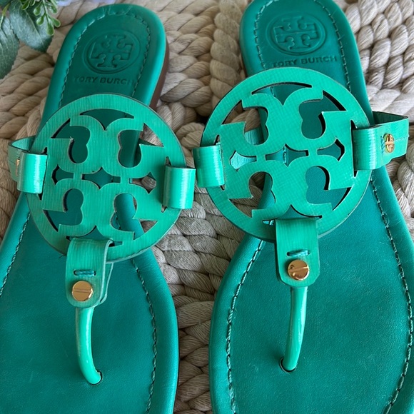 TORY BURCH Leather Miller Sandals 🌸 Size 8 - Picture 2 of 8